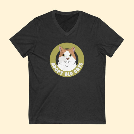 Adopt Old Cats | Unisex V - Neck Tee - Detezi Designs - 28309981031042380379