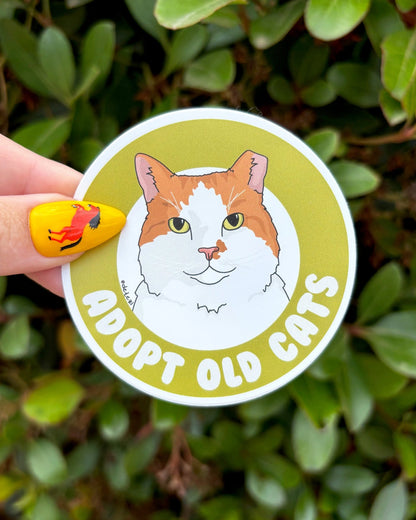 Adopt Old Cats | Vinyl Sticker - Detezi Designs - 