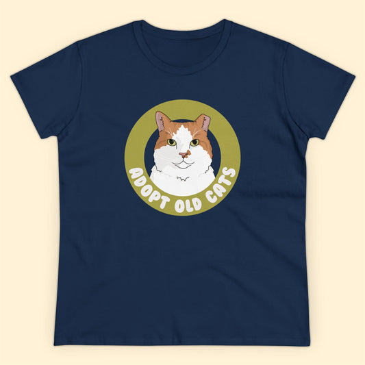 Adopt Old Cats | Women's Midweight Cotton Tee - Detezi Designs - 30531898010844149554