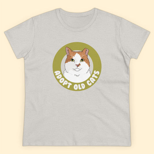 Adopt Old Cats | Women's Midweight Cotton Tee - Detezi Designs - 32597507910066686041