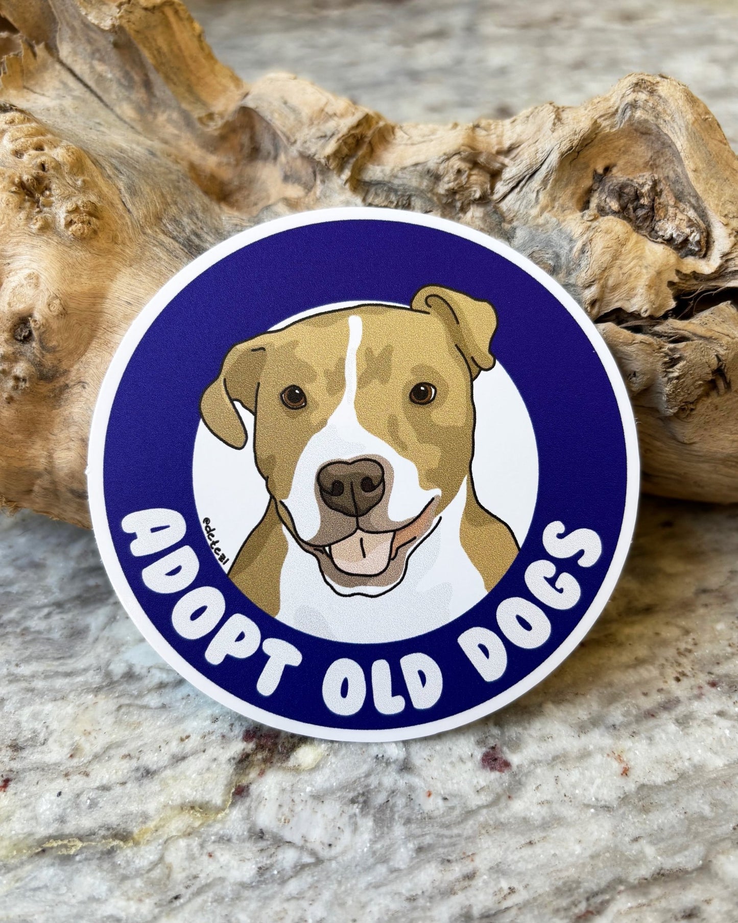 Adopt Old Dogs | 3" Vinyl Sticker - Detezi Designs - 