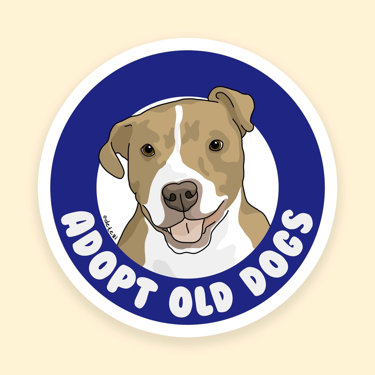 Adopt Old Dogs | 3" Vinyl Sticker - Detezi Designs - 