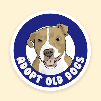 Adopt Old Dogs | 3" Vinyl Sticker - Detezi Designs - 