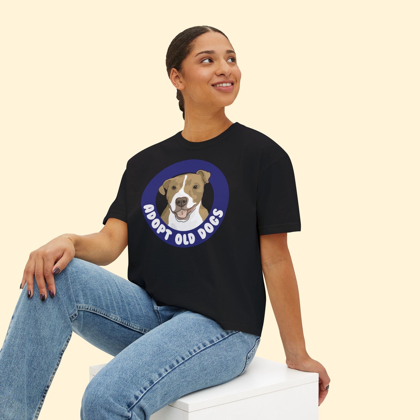 Adopt Old Dogs | Comfort Colors Boxy Tee - Detezi Designs - 11890315853952525020