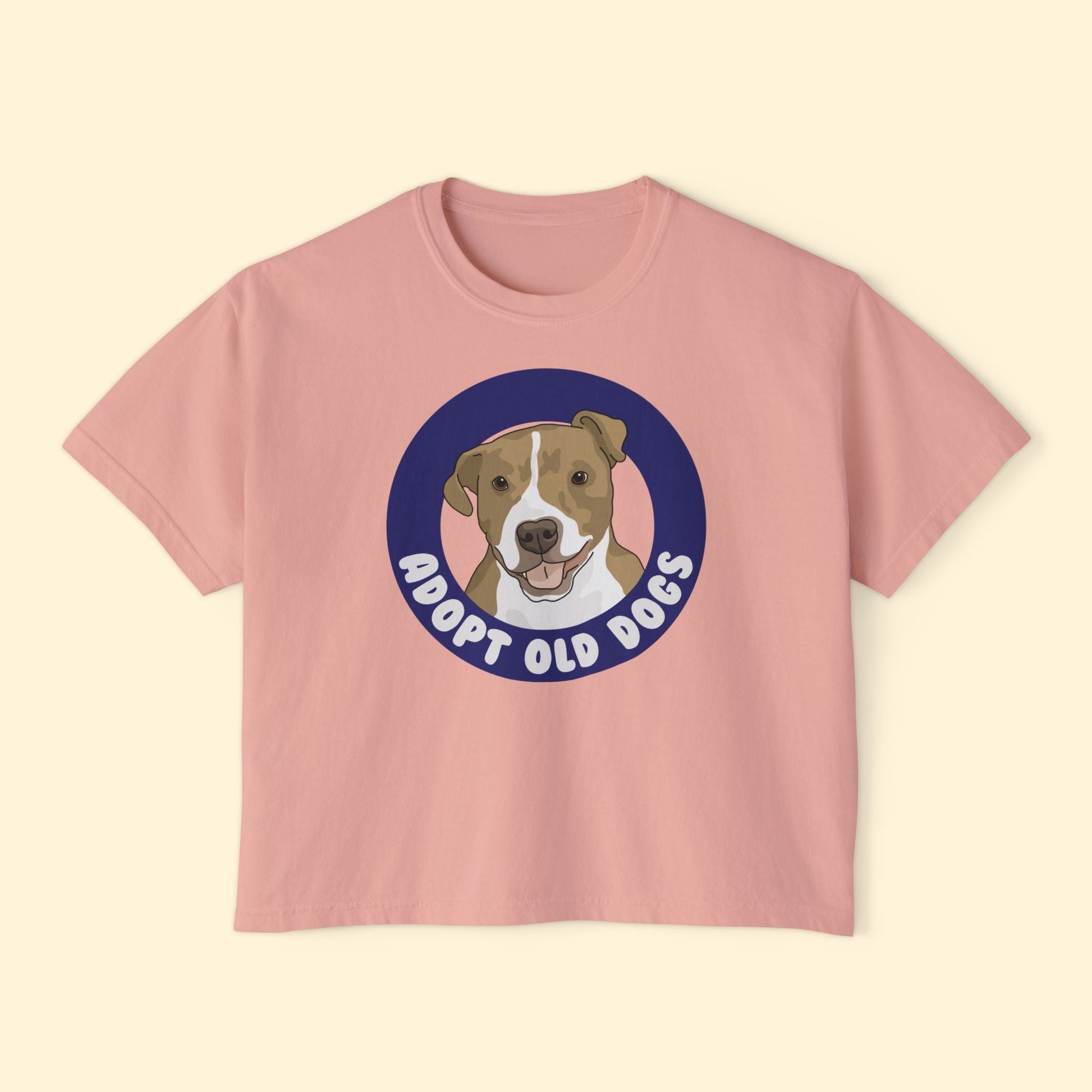 Adopt Old Dogs | Comfort Colors Boxy Tee - Detezi Designs - 11890315853952525020