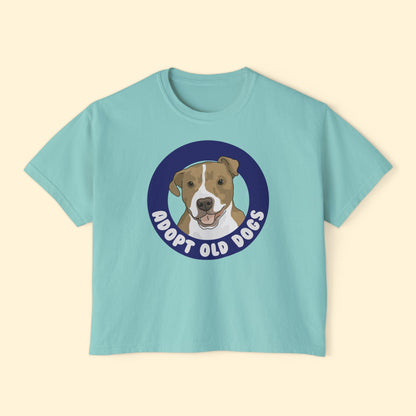 Adopt Old Dogs | Comfort Colors Boxy Tee - Detezi Designs - 12365107525472779256