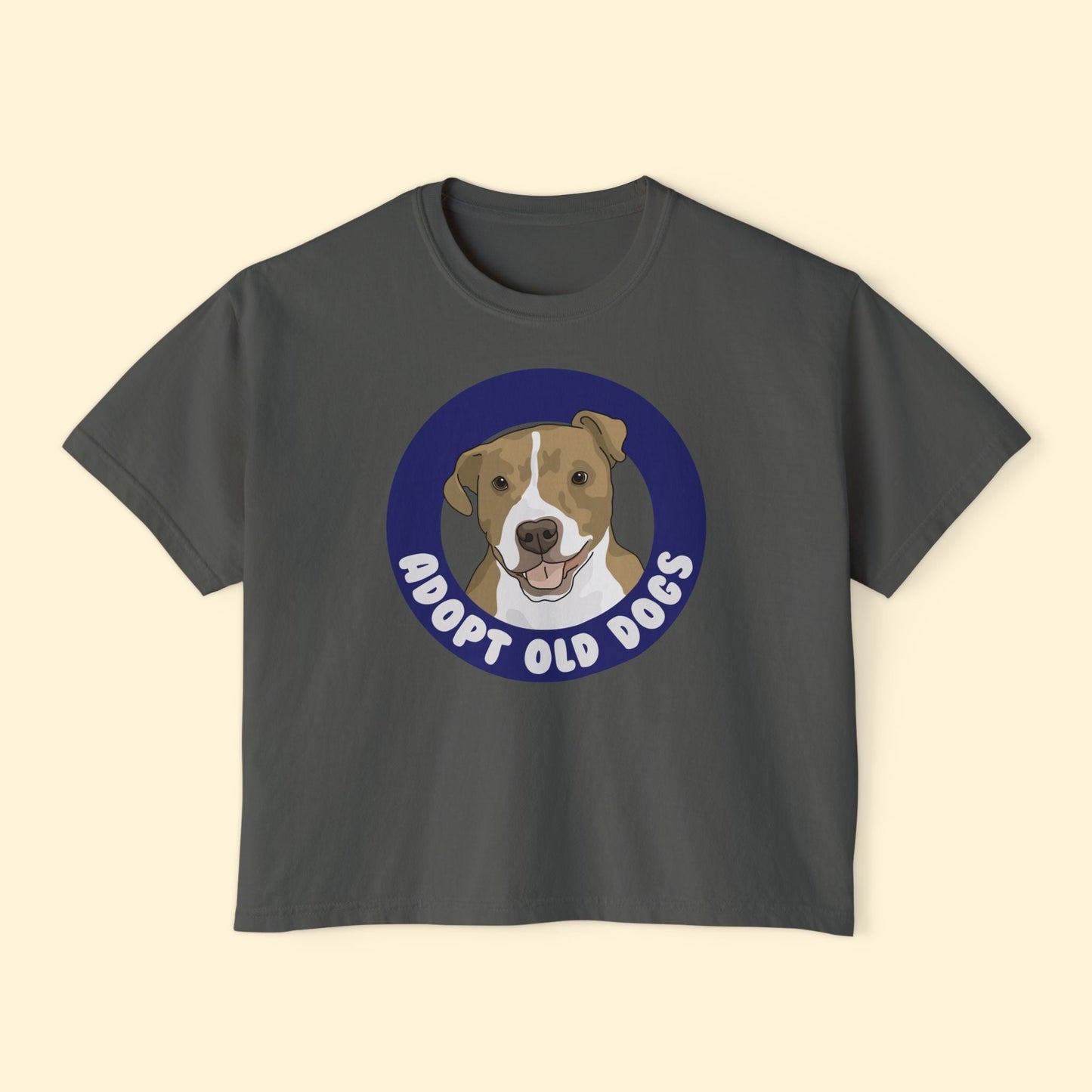 Adopt Old Dogs | Comfort Colors Boxy Tee - Detezi Designs - 19067772687617131981