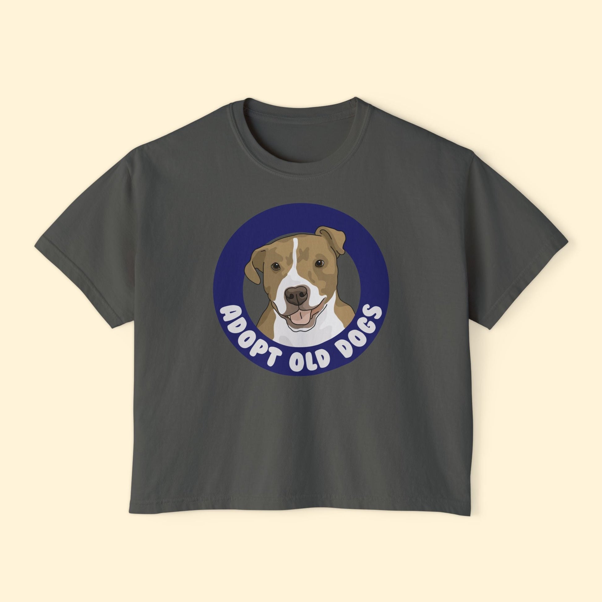 Adopt Old Dogs | Comfort Colors Boxy Tee - Detezi Designs - 19067772687617131981
