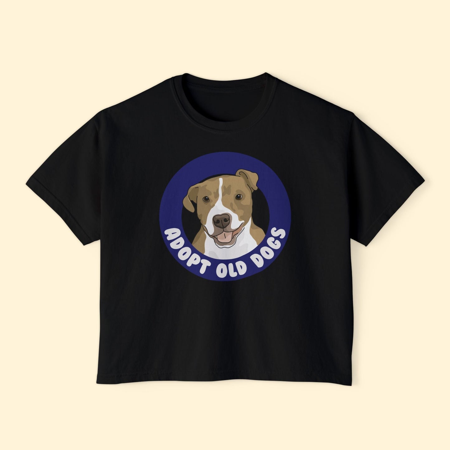 Adopt Old Dogs | Comfort Colors Boxy Tee - Detezi Designs - 51526346314288145688