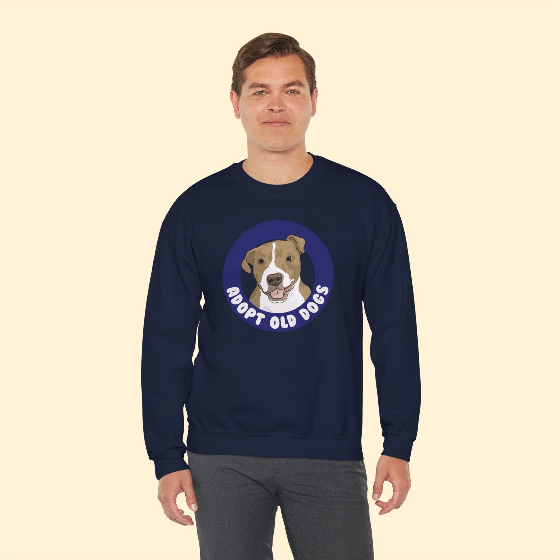 Adopt Old Dogs | Crewneck Sweatshirt - Detezi Designs-29848947549622492250