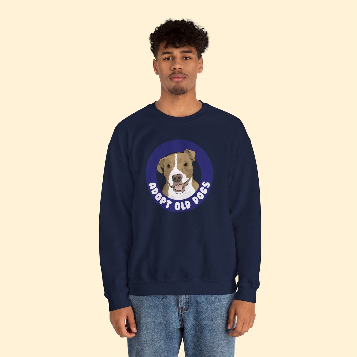 Adopt Old Dogs | Crewneck Sweatshirt - Detezi Designs-29848947549622492250