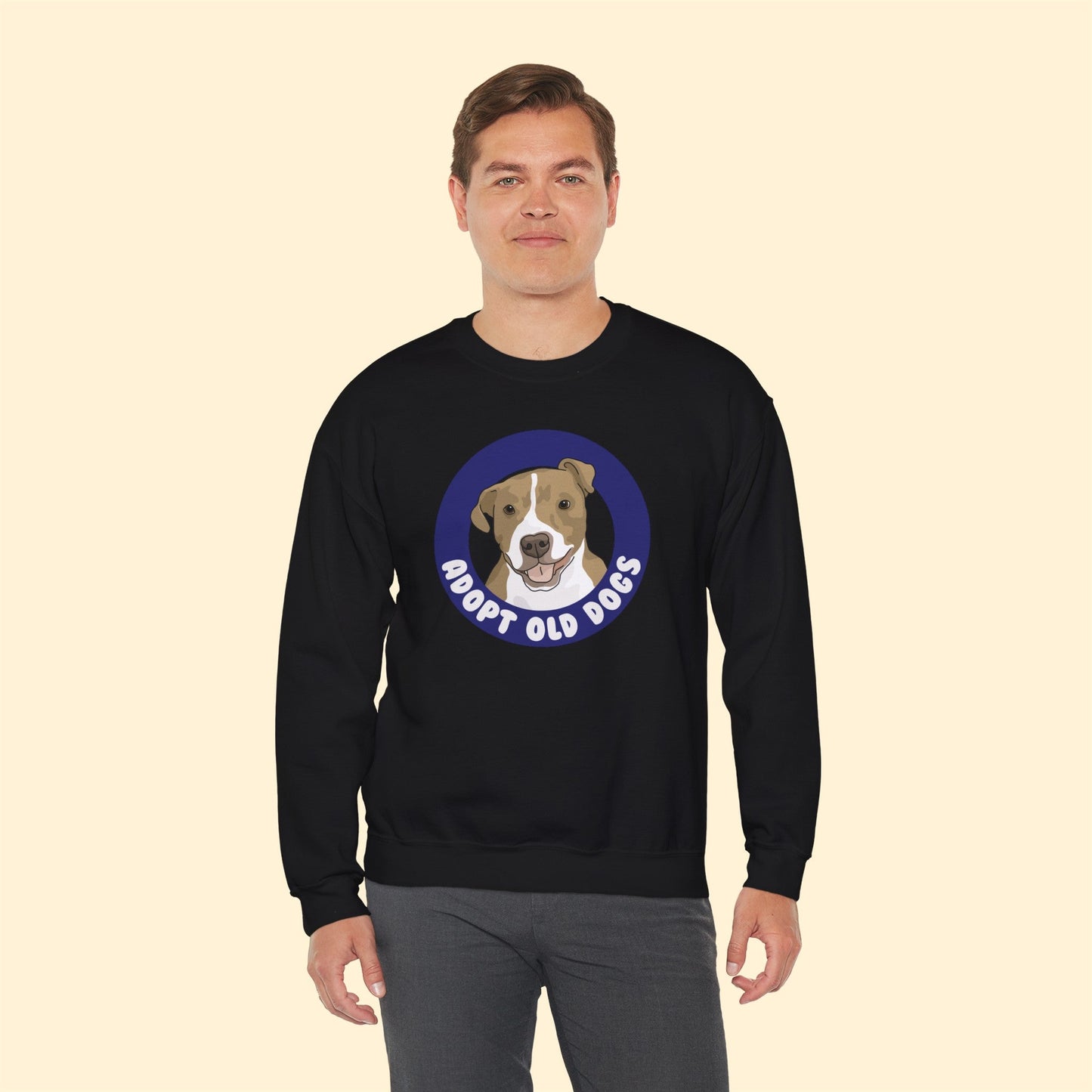 Adopt Old Dogs | Crewneck Sweatshirt - Detezi Designs-29848947549622492250