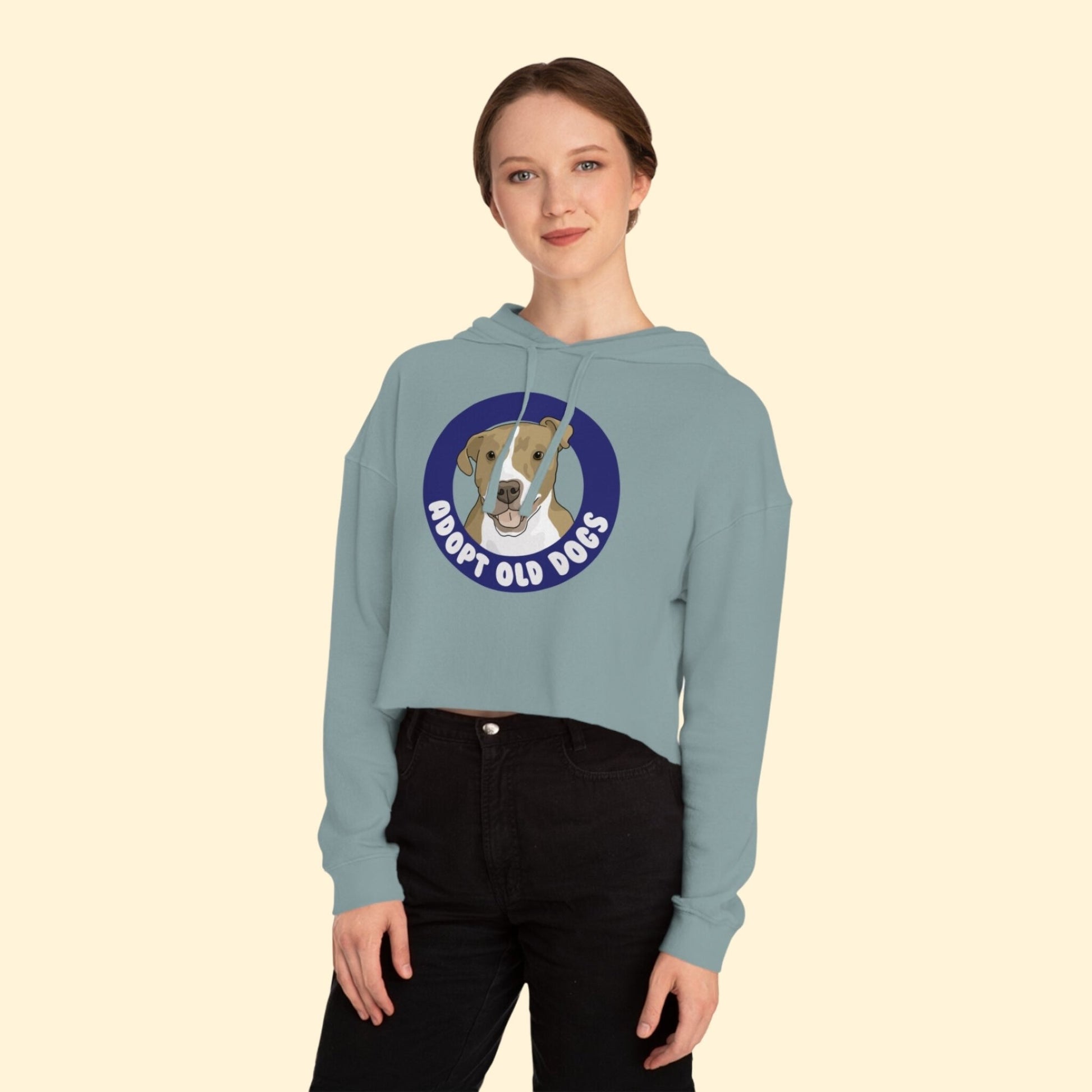 Adopt Old Dogs | Cropped Hooded Sweatshirt - Detezi Designs - 88683625856455411082