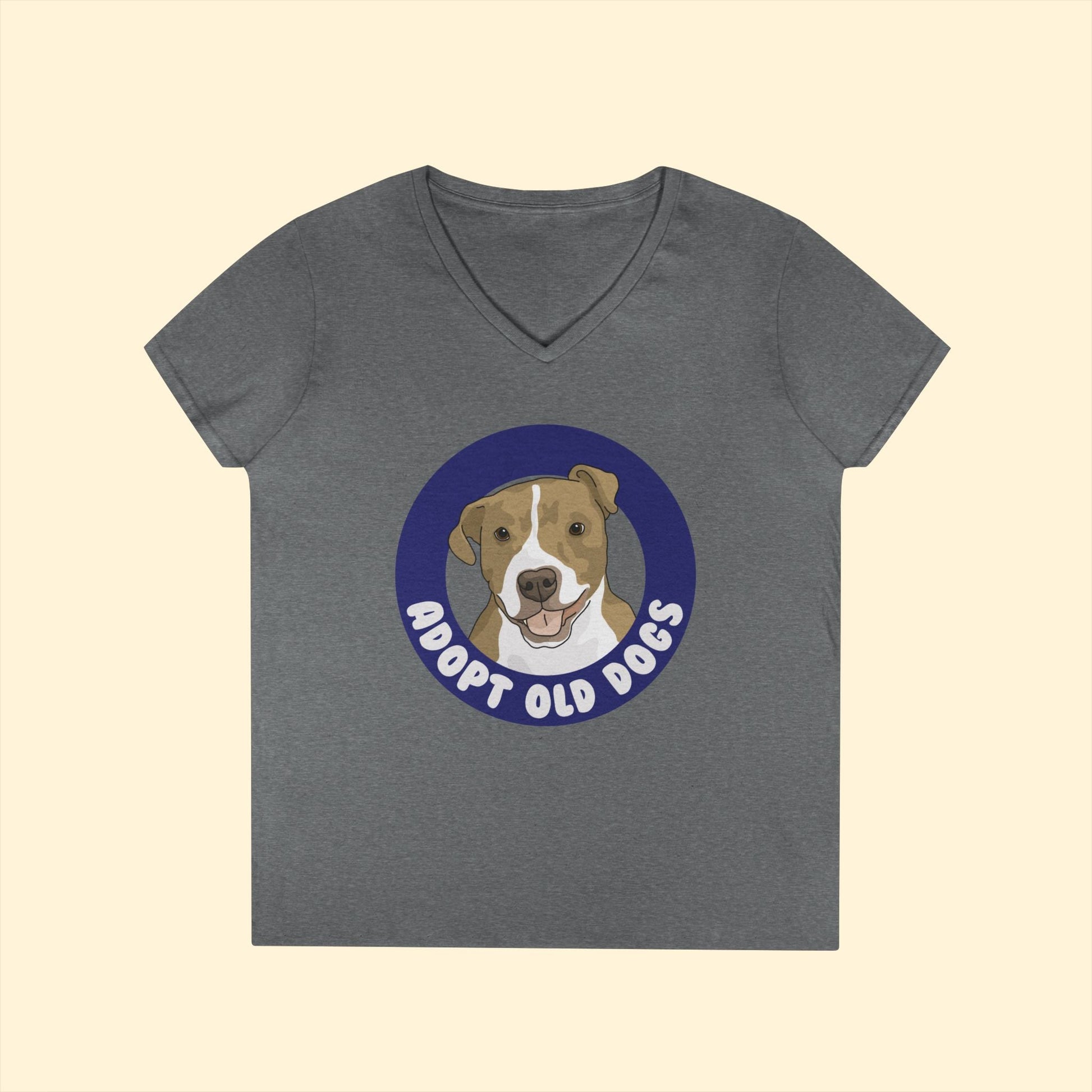 Adopt Old Dogs | Ladies' V - Neck T-Shirt - Detezi Designs - 20064712736850616374