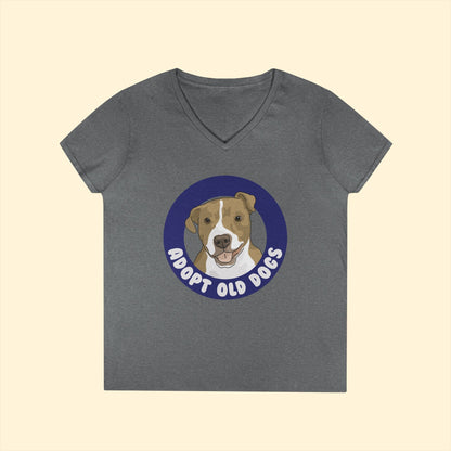 Adopt Old Dogs | Ladies' V - Neck T-Shirt - Detezi Designs - 20064712736850616374