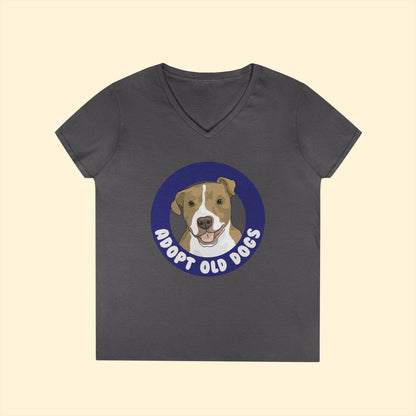 Adopt Old Dogs | Ladies' V - Neck T-Shirt - Detezi Designs - 58834294784293458991