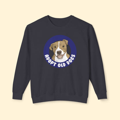 Adopt Old Dogs | Lightweight Comfort Colors Crewneck Sweatshirt - Detezi Designs - 15597421970666330739