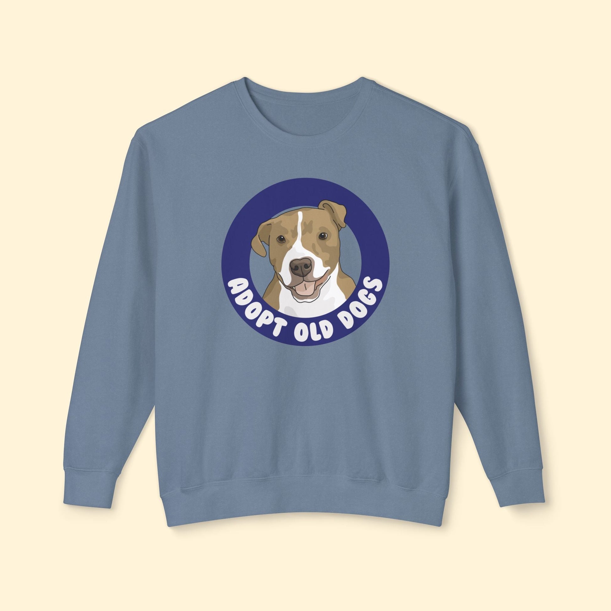 Adopt Old Dogs | Lightweight Comfort Colors Crewneck Sweatshirt - Detezi Designs - 19801430198360217489