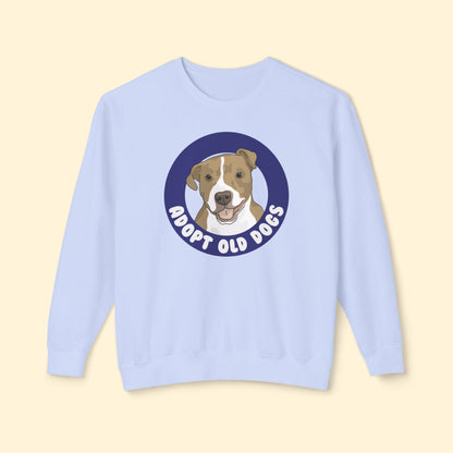 Adopt Old Dogs | Lightweight Comfort Colors Crewneck Sweatshirt - Detezi Designs - 30286355919054390225