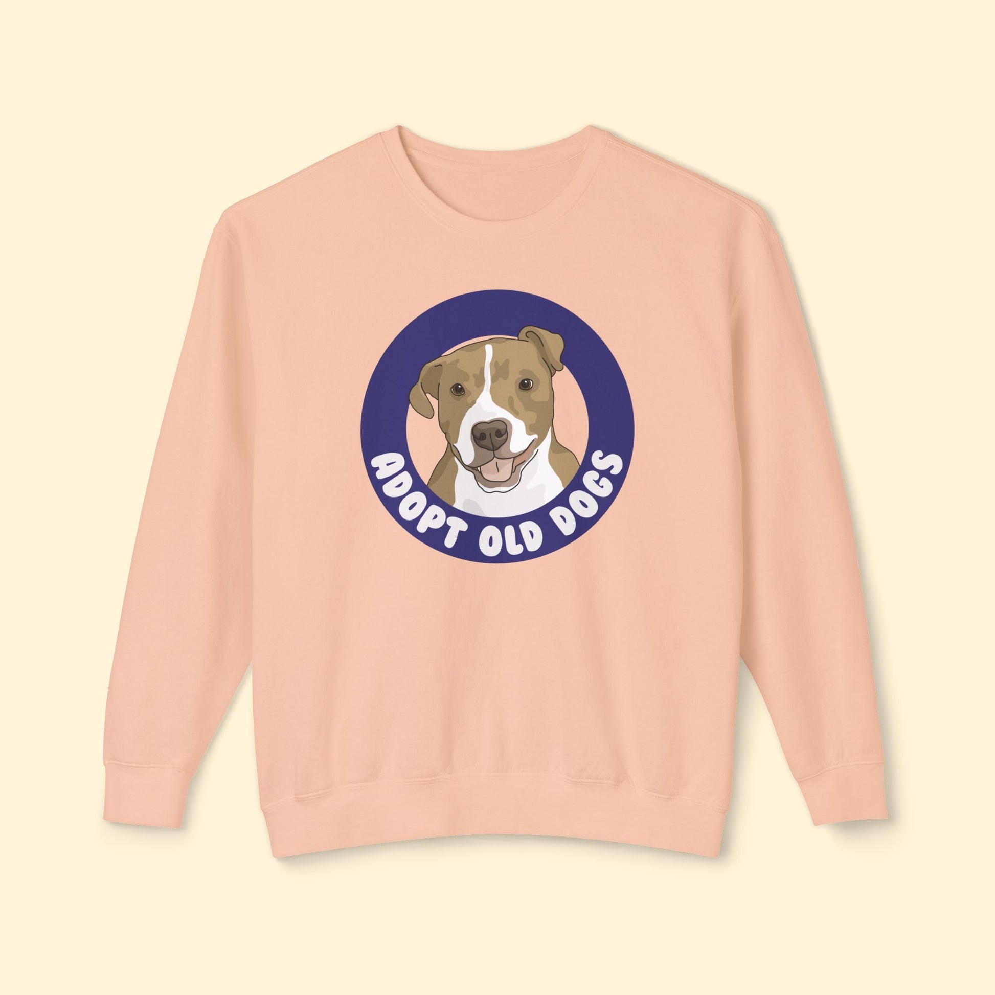 Adopt Old Dogs | Lightweight Comfort Colors Crewneck Sweatshirt - Detezi Designs - 70465172106643936286