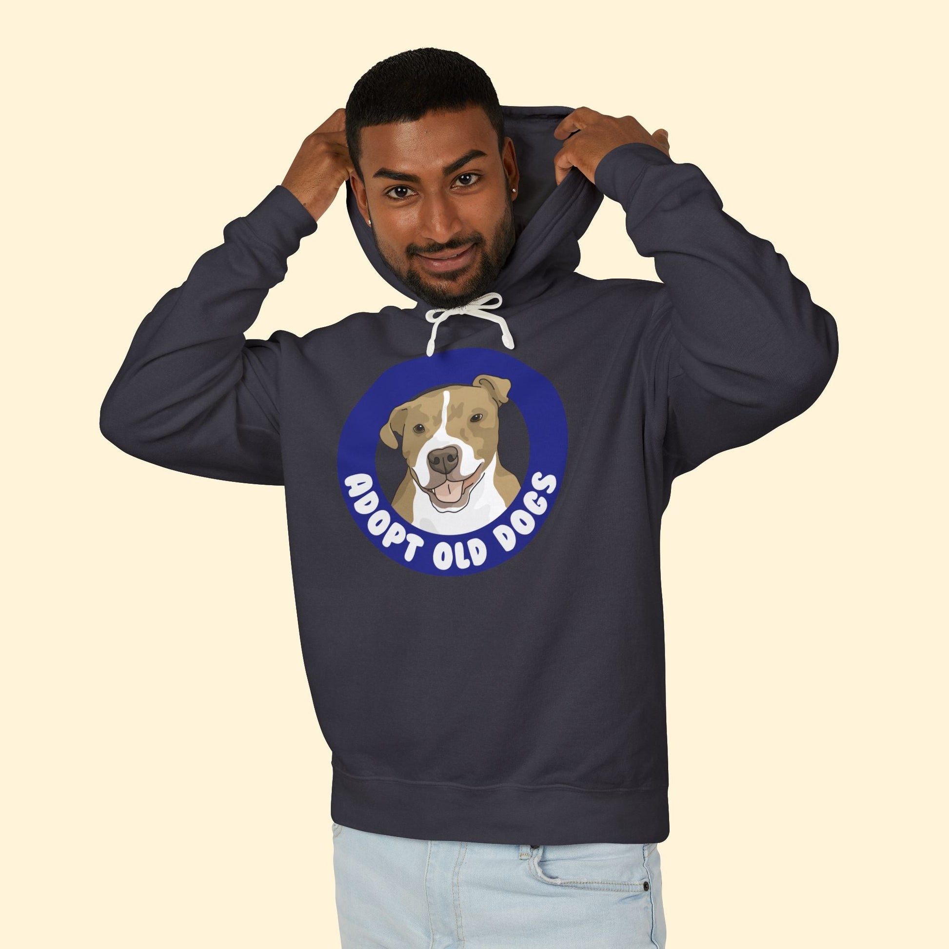 Adopt Old Dogs | Lightweight Comfort Colors Hooded Sweatshirt - Detezi Designs - 18911943827986887062