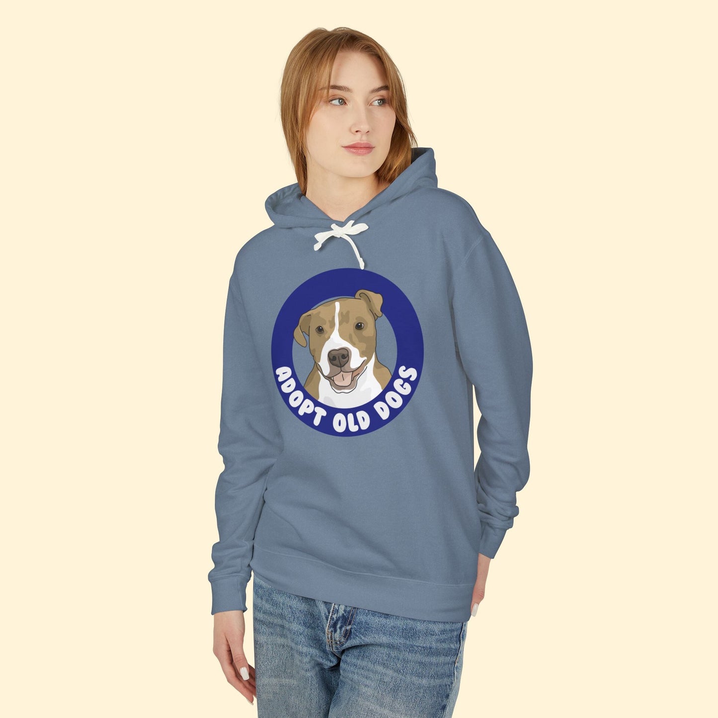 Adopt Old Dogs | Lightweight Comfort Colors Hooded Sweatshirt - Detezi Designs - 18911943827986887062