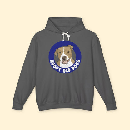 Adopt Old Dogs | Lightweight Comfort Colors Hooded Sweatshirt - Detezi Designs - 18911943827986887062