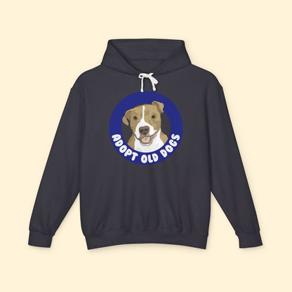 Adopt Old Dogs | Lightweight Comfort Colors Hooded Sweatshirt - Detezi Designs - 19752086380077510983