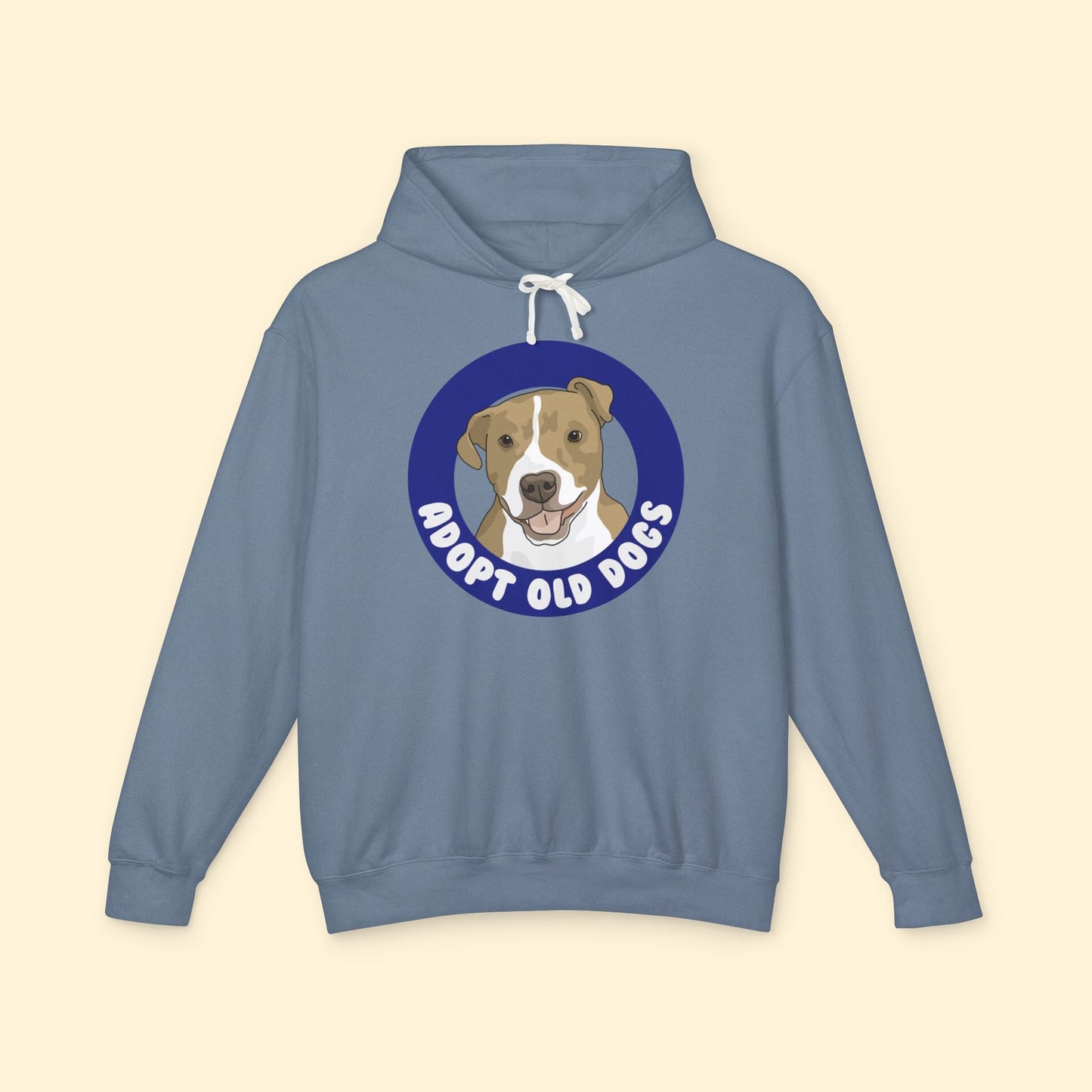 Adopt Old Dogs | Lightweight Comfort Colors Hooded Sweatshirt - Detezi Designs - 31544054271172510080