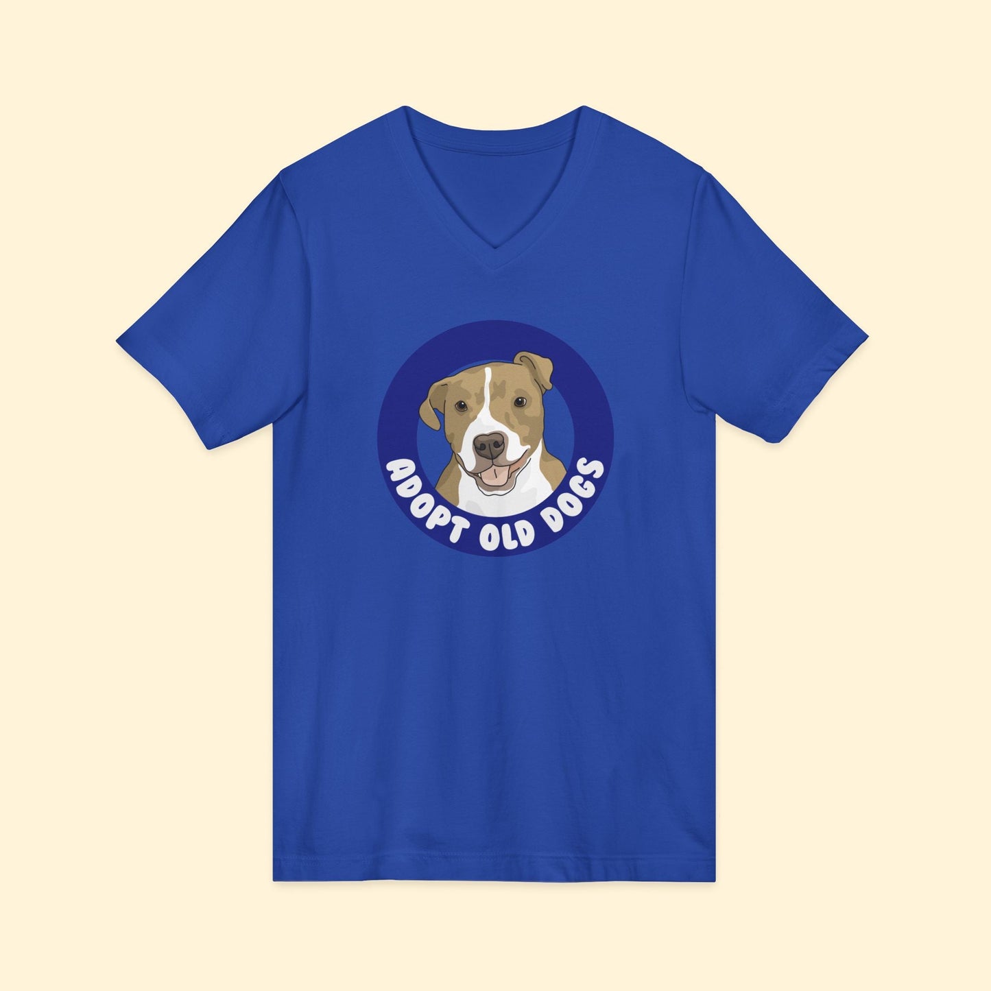 Adopt Old Dogs | Unisex V - Neck Tee - Detezi Designs - 15842681462104299658