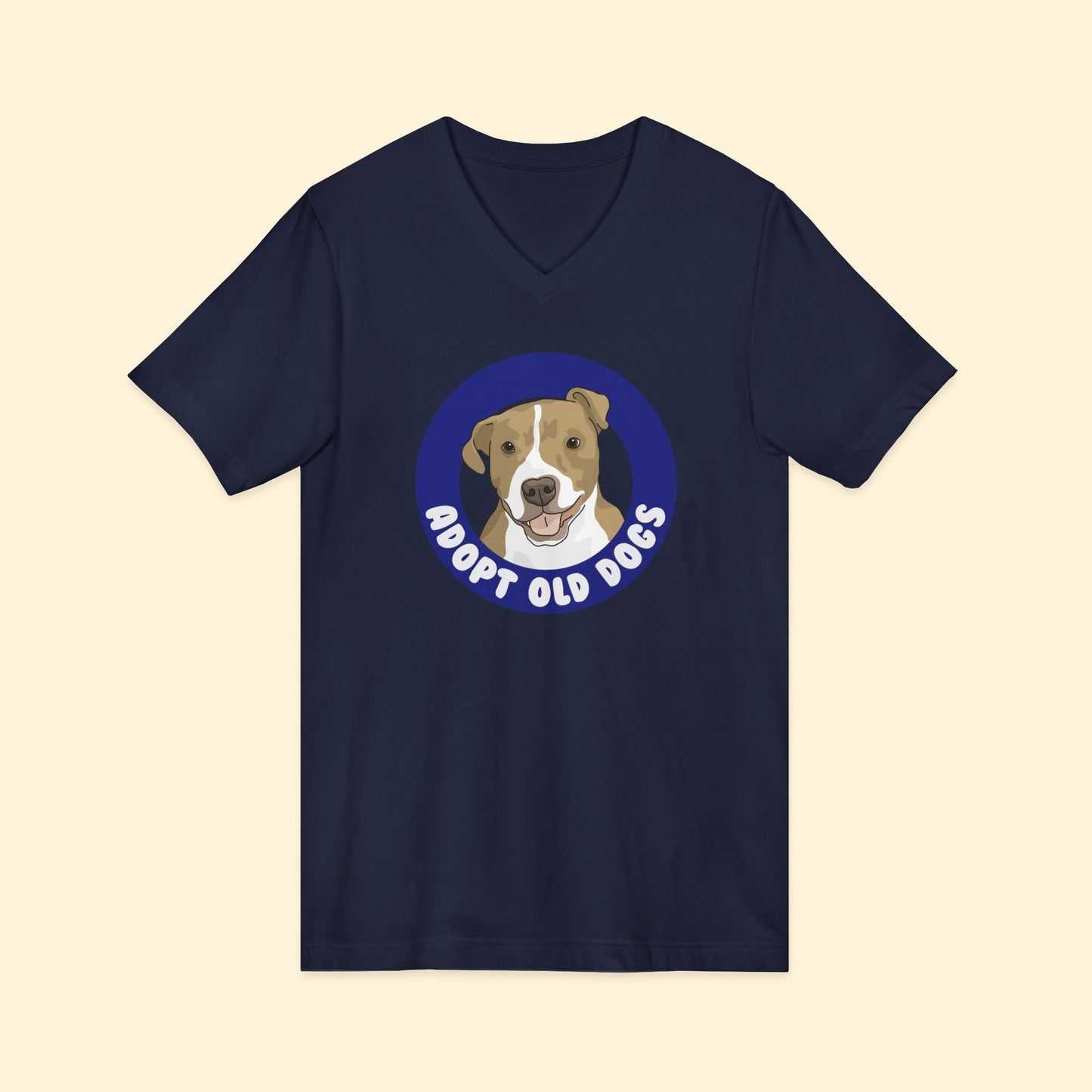 Adopt Old Dogs | Unisex V - Neck Tee - Detezi Designs - 27362667494415347896