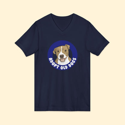 Adopt Old Dogs | Unisex V - Neck Tee - Detezi Designs - 27362667494415347896