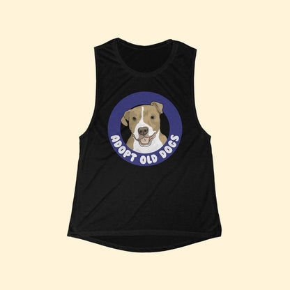 Adopt Old Dogs | Women's Flowy Scoop Muscle Tank - Detezi Designs-80249884822438139369