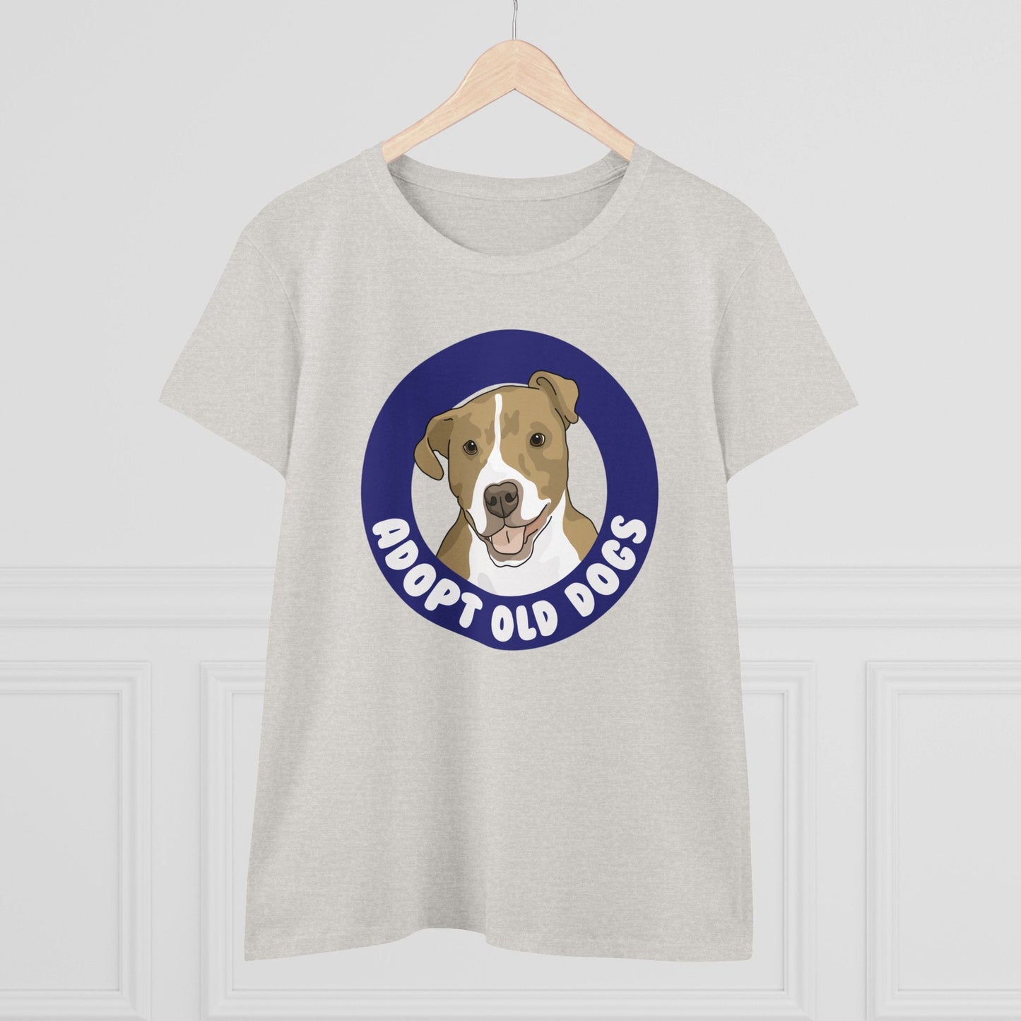 Adopt Old Dogs | Women's Midweight Cotton Tee - Detezi Designs - 16259709142776134077