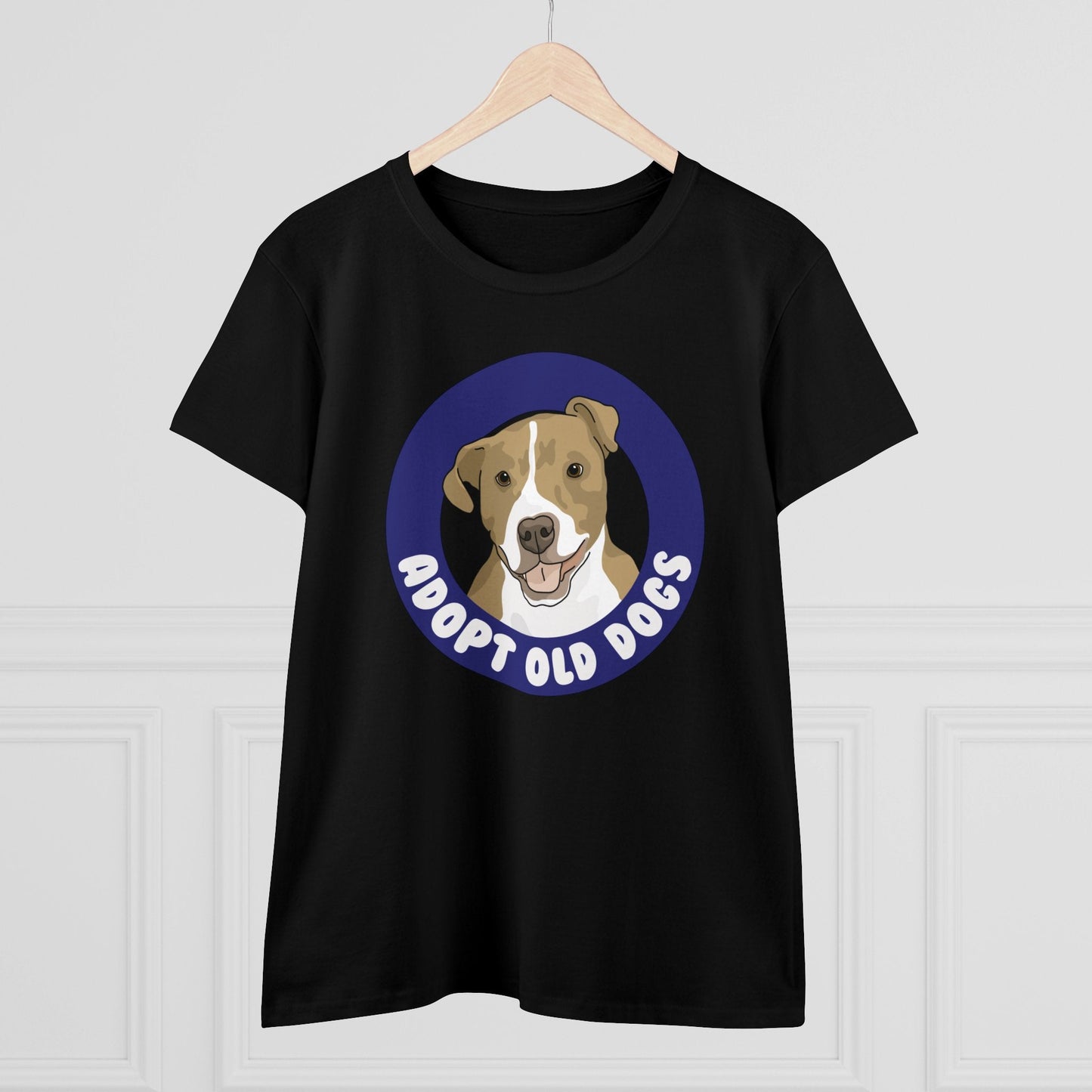 Adopt Old Dogs | Women's Midweight Cotton Tee - Detezi Designs - 16259709142776134077