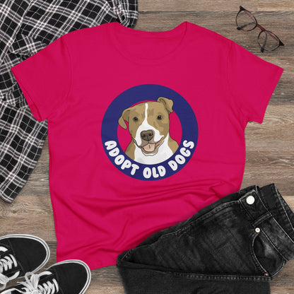 Adopt Old Dogs | Women's Midweight Cotton Tee - Detezi Designs - 16259709142776134077