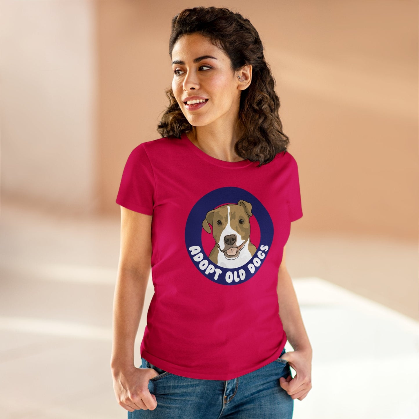 Adopt Old Dogs | Women's Midweight Cotton Tee - Detezi Designs - 16259709142776134077