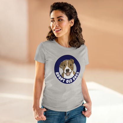 Adopt Old Dogs | Women's Midweight Cotton Tee - Detezi Designs - 16259709142776134077