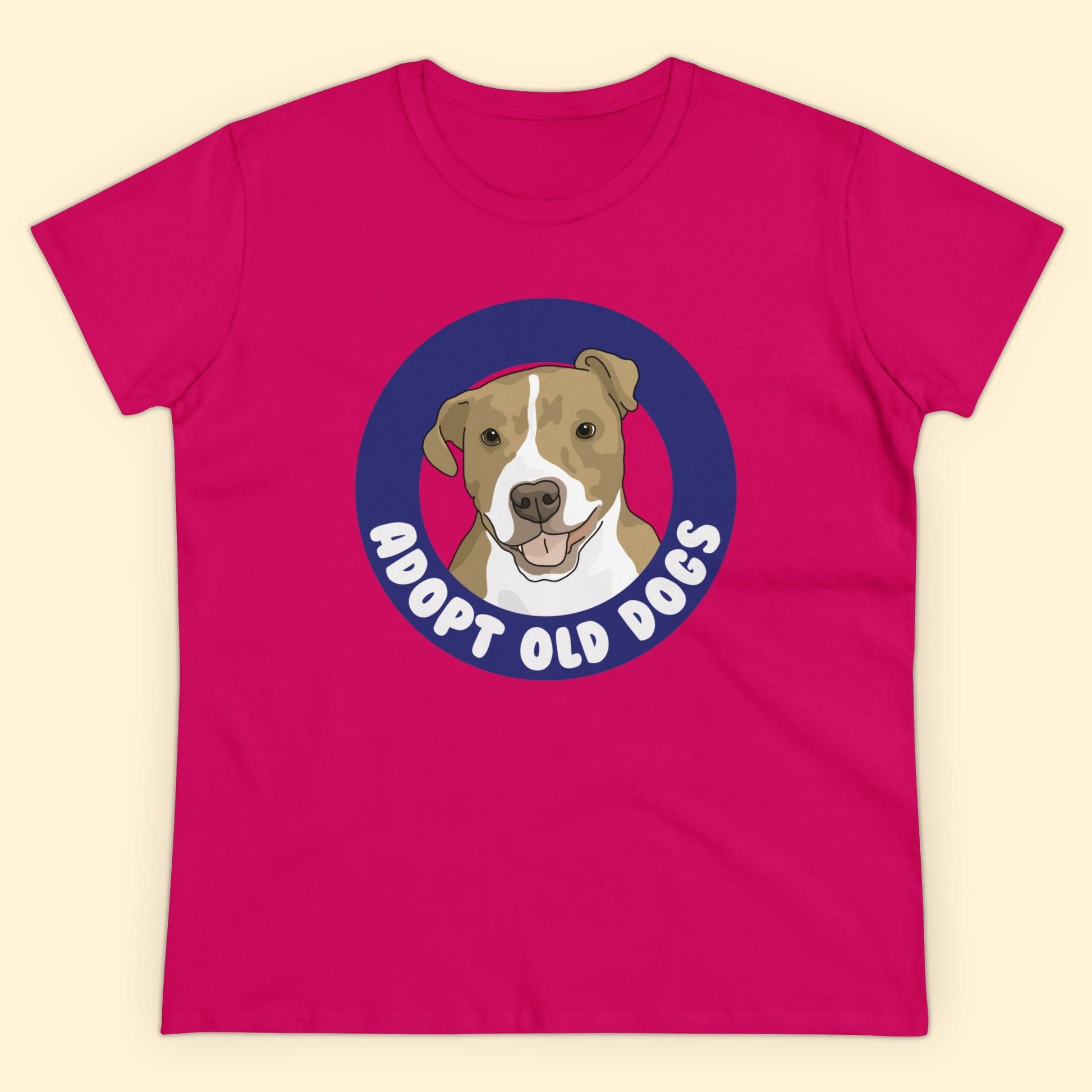 Adopt Old Dogs | Women's Midweight Cotton Tee - Detezi Designs - 18842548969515594568