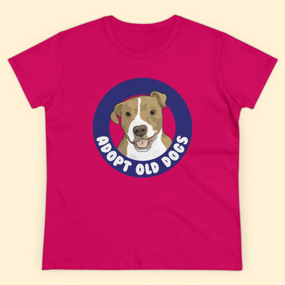 Adopt Old Dogs | Women's Midweight Cotton Tee - Detezi Designs - 18842548969515594568