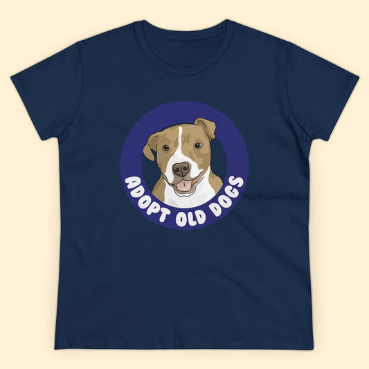 Adopt Old Dogs | Women's Midweight Cotton Tee - Detezi Designs - 30126832234892805540