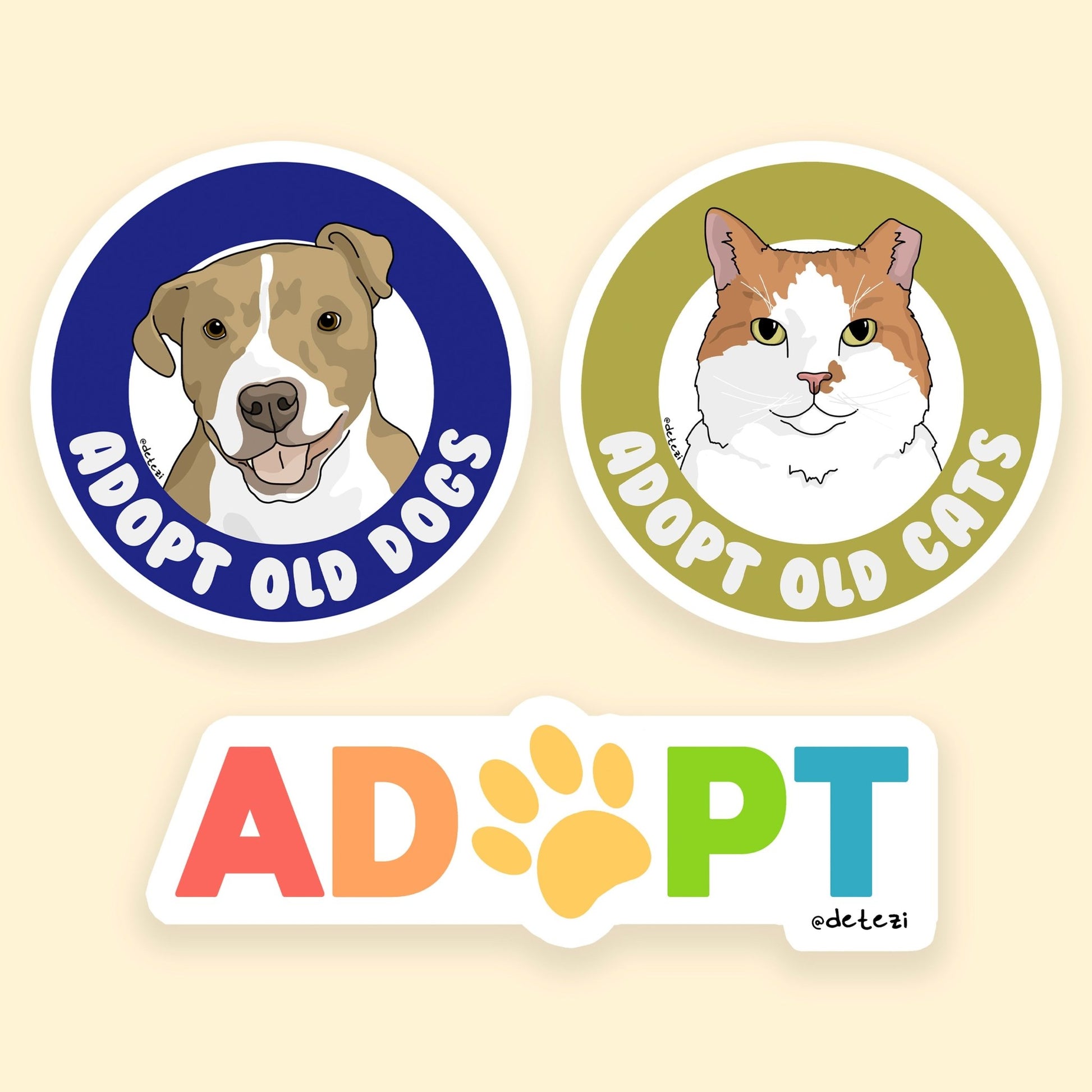 Adopt Old Pets | Sticker Pack - Detezi Designs - 