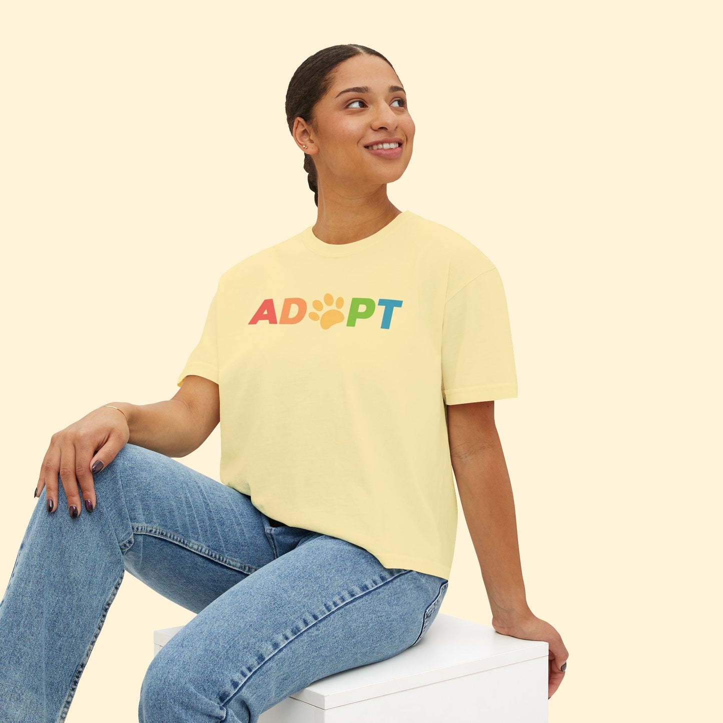Adopt Rainbow | Comfort Colors Boxy Tee - Detezi Designs - 11165332625007817743