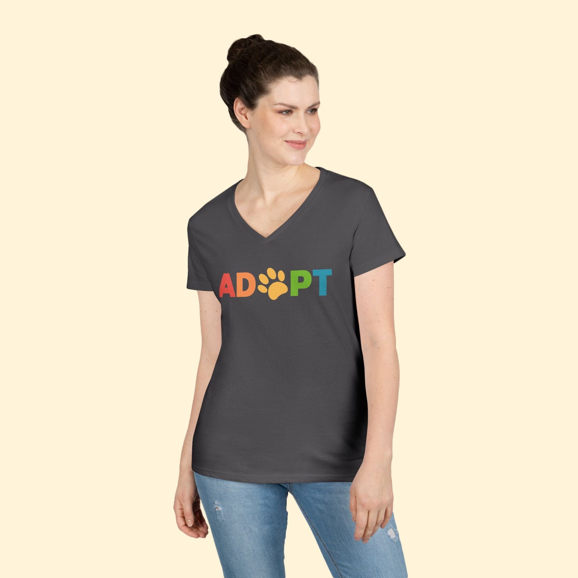 Adopt Rainbow | Ladies' V - Neck T-Shirt - Detezi Designs - 19937940002330950236