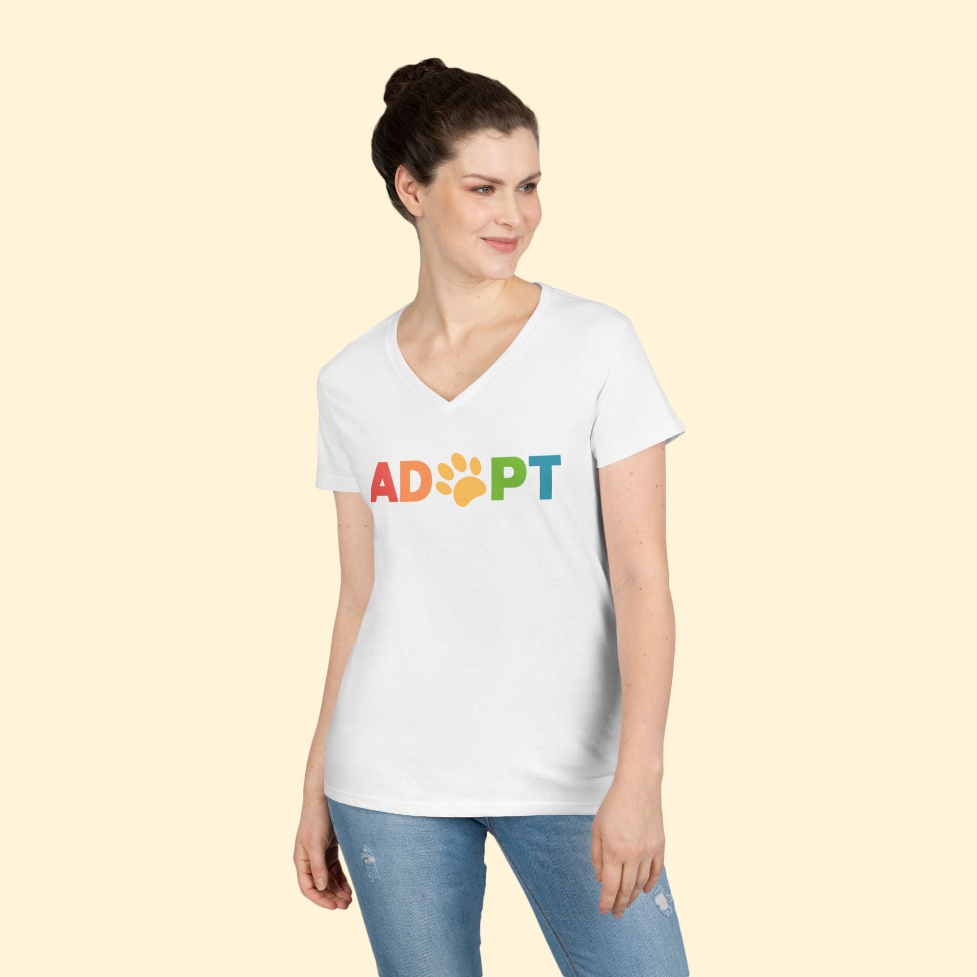 Adopt Rainbow | Ladies' V - Neck T-Shirt - Detezi Designs - 19937940002330950236