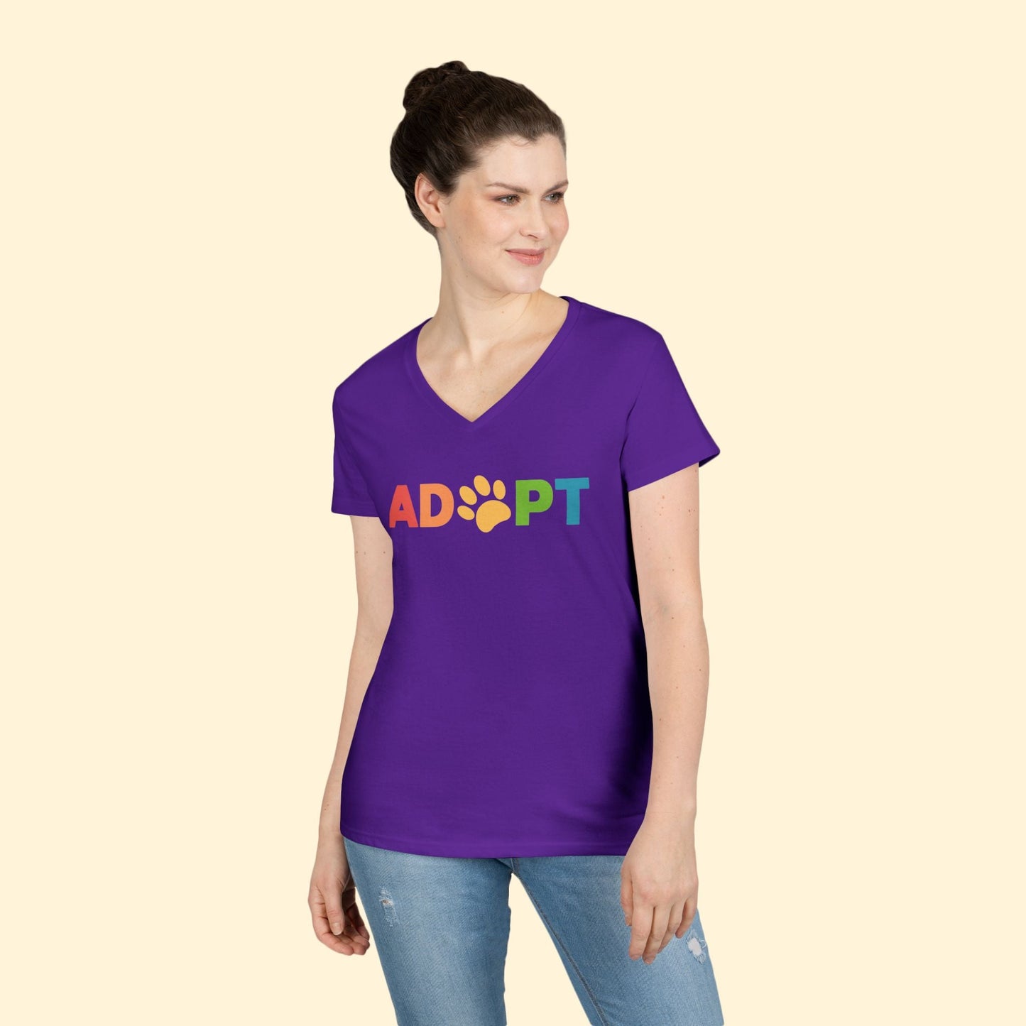 Adopt Rainbow | Ladies' V - Neck T-Shirt - Detezi Designs - 19937940002330950236