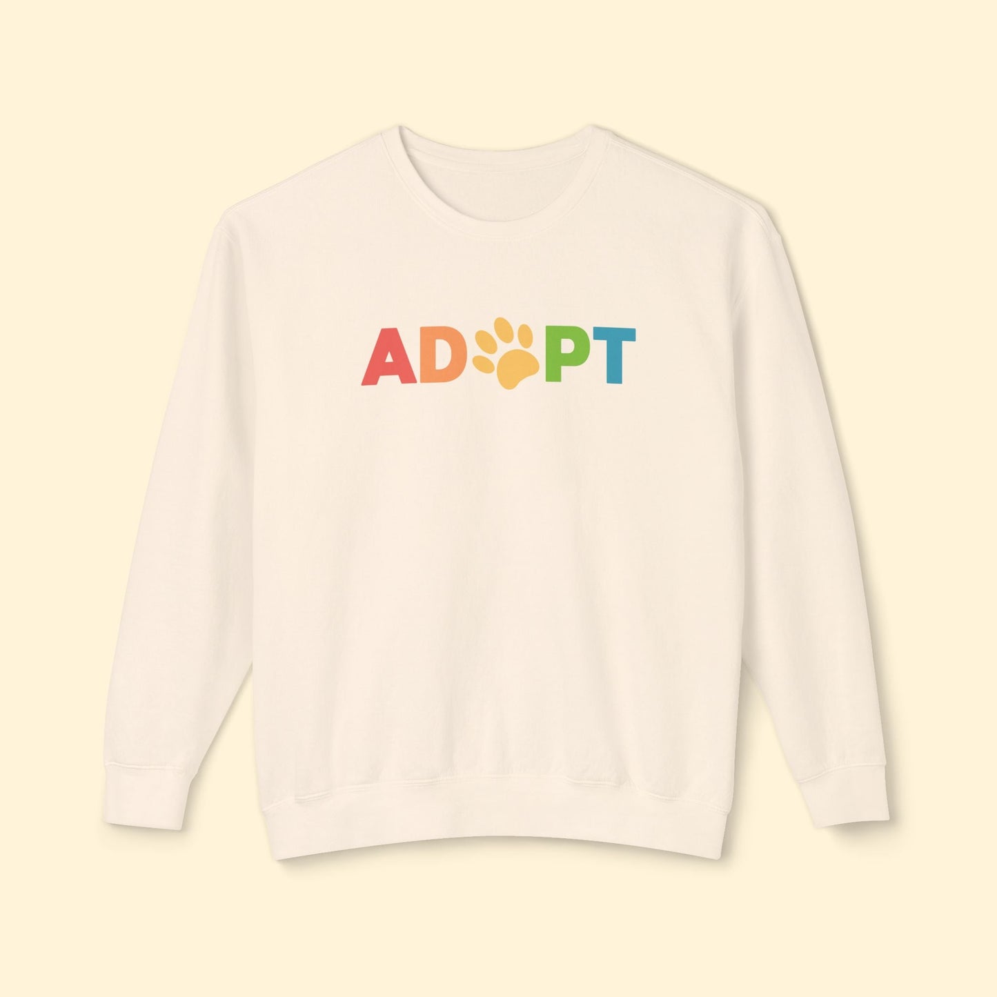 Adopt Rainbow | Lightweight Comfort Colors Crewneck Sweatshirt - Detezi Designs - 43587631562670278327