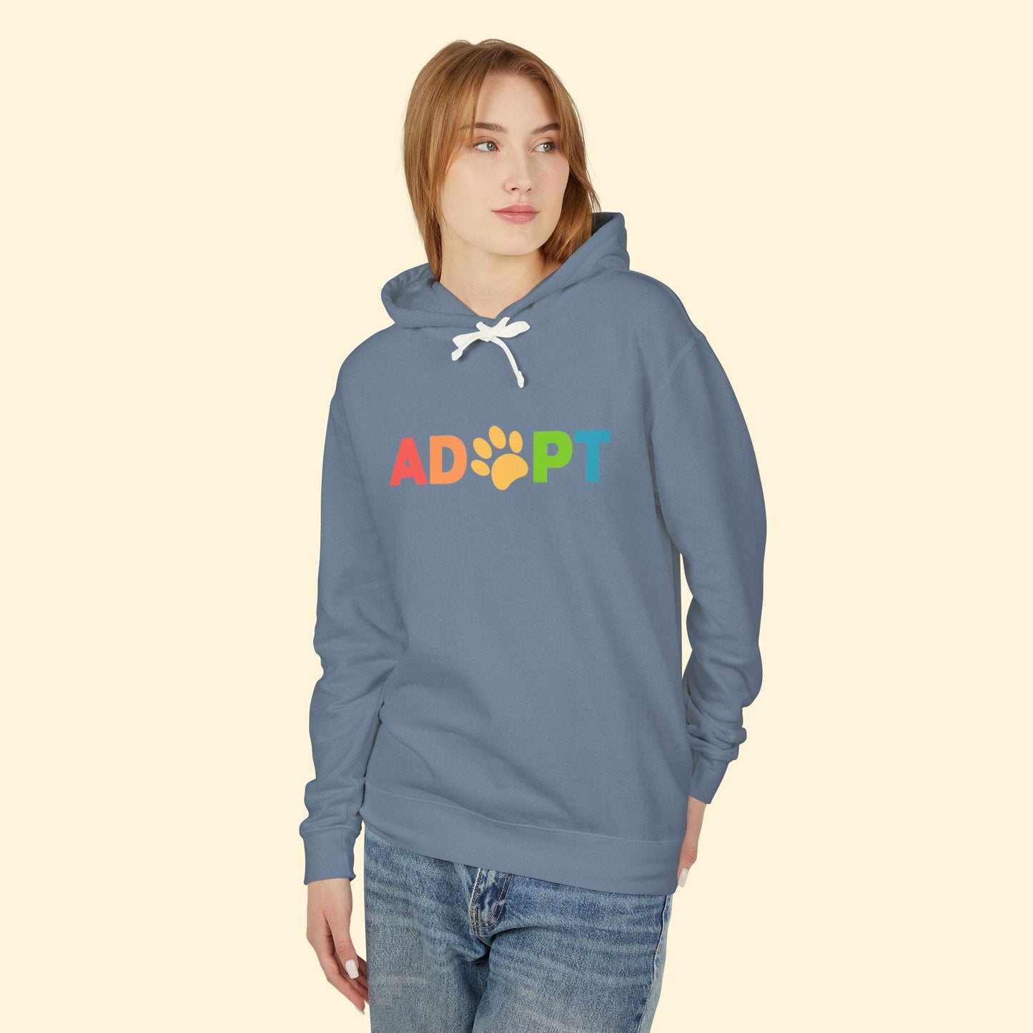 Adopt Rainbow | Lightweight Comfort Colors Hooded Sweatshirt - Detezi Designs - 16965762773942517617