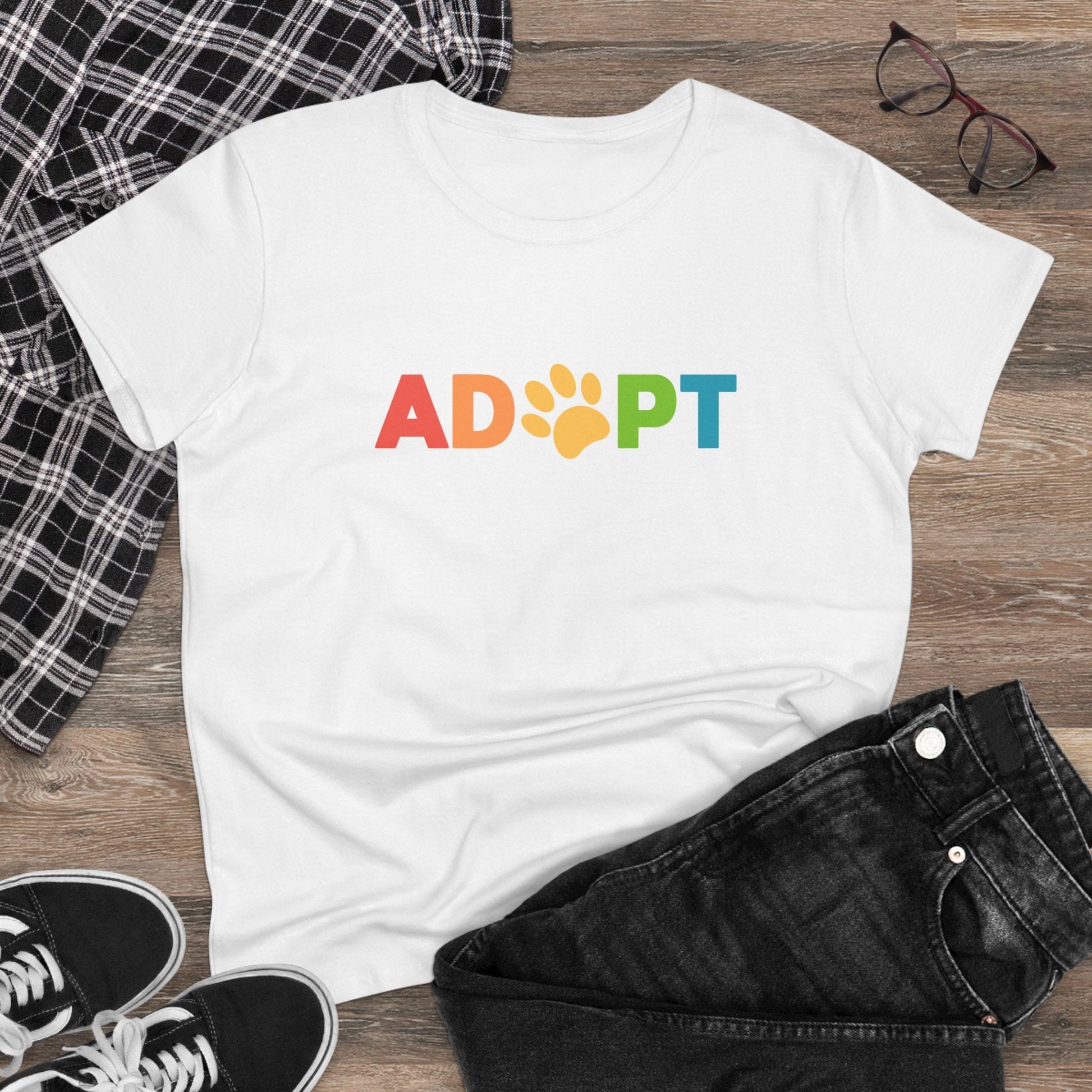 Adopt Rainbow | Women's Midweight Cotton Tee - Detezi Designs - 14239043738371304185