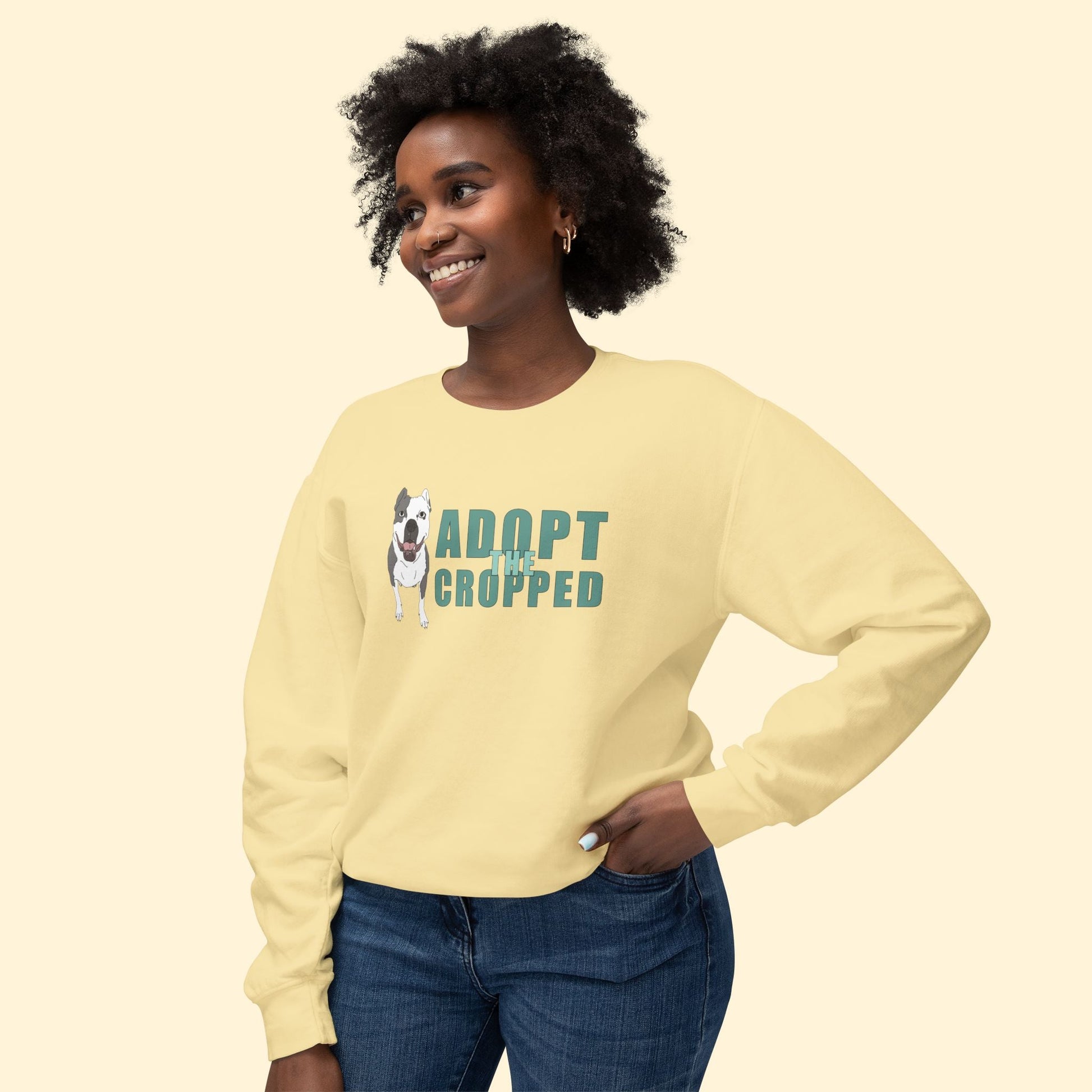 Adopt The Cropped | Lightweight Comfort Colors Crewneck Sweatshirt - Detezi Designs - 31640035100529066516